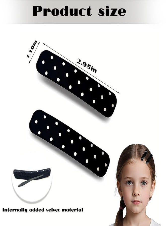 Sdopbinbin Polka Dot Snap Hair Clips Barrettes for Women French Vintage Hair Clips Black And White Hair Clip Cute Side Hair Clip Polka Dot Hair Accessories for Women Small Square Hair Barrettes 2Pcs - Image 2